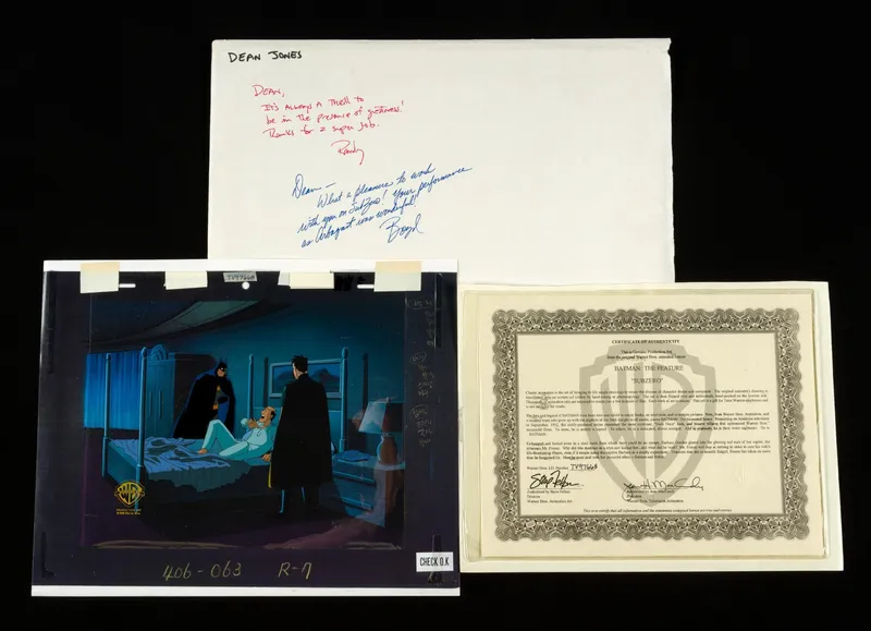 Inscribed Envelope & Animation Cell "Batman & Mr. Freeze: SubZero" from auction in Harrisburg, Pennsylvania