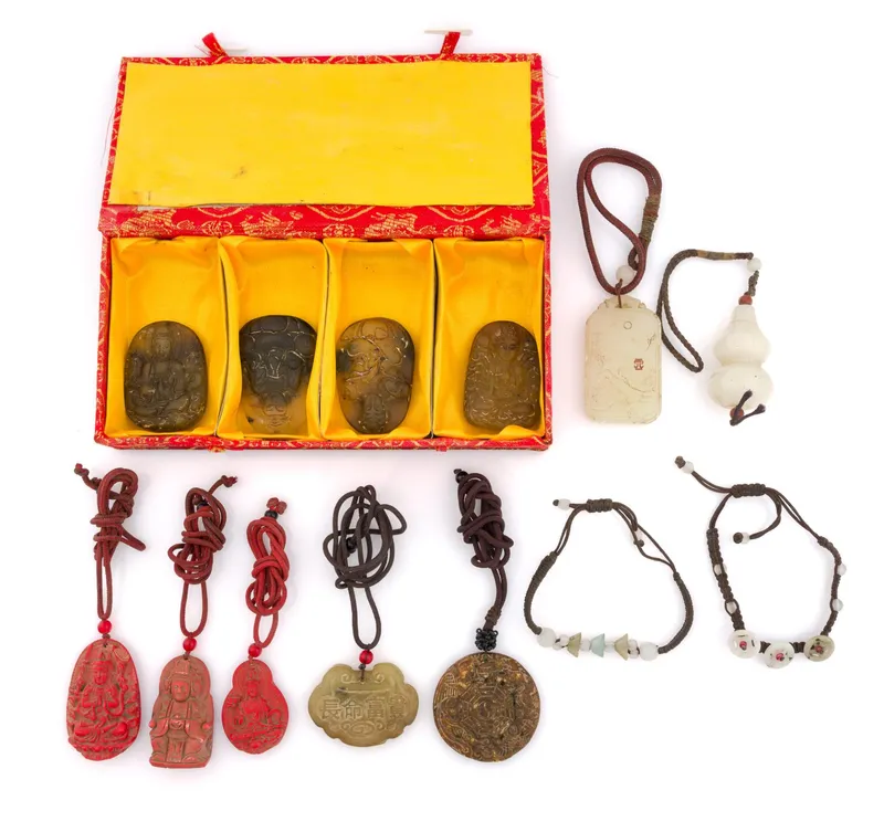 Vintage and Antique Chinese Pendants and Chord Bracelets from auction in Harrisburg, Pennsylvania