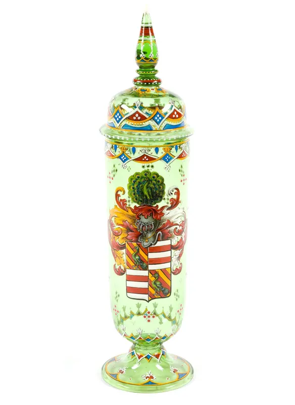 19th Century Bohemian Enamel Glass Pokal from auction in Harrisburg, Pennsylvania