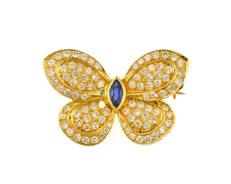 18K Gold and Gemstone Butterfly Brooch from auction in Harrisburg, Pennsylvania