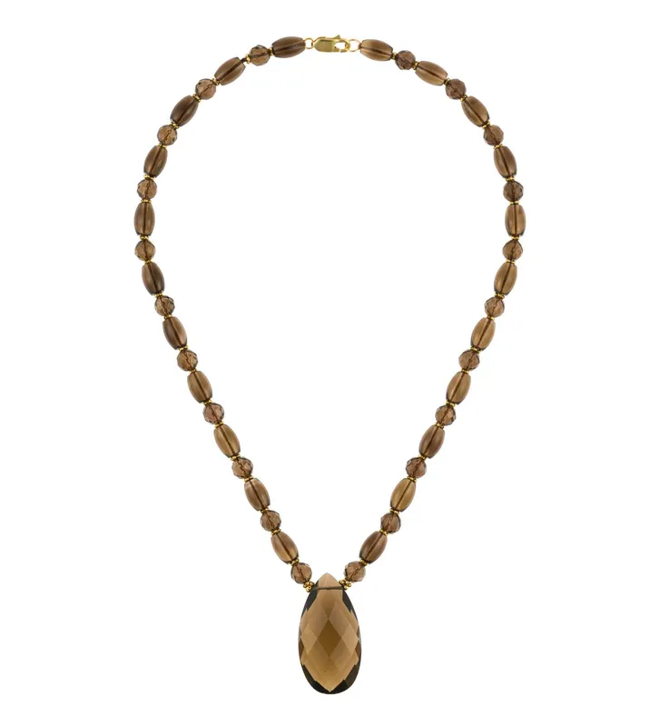 14K Gold and Smoky Quartz Necklace from auction in Harrisburg, Pennsylvania