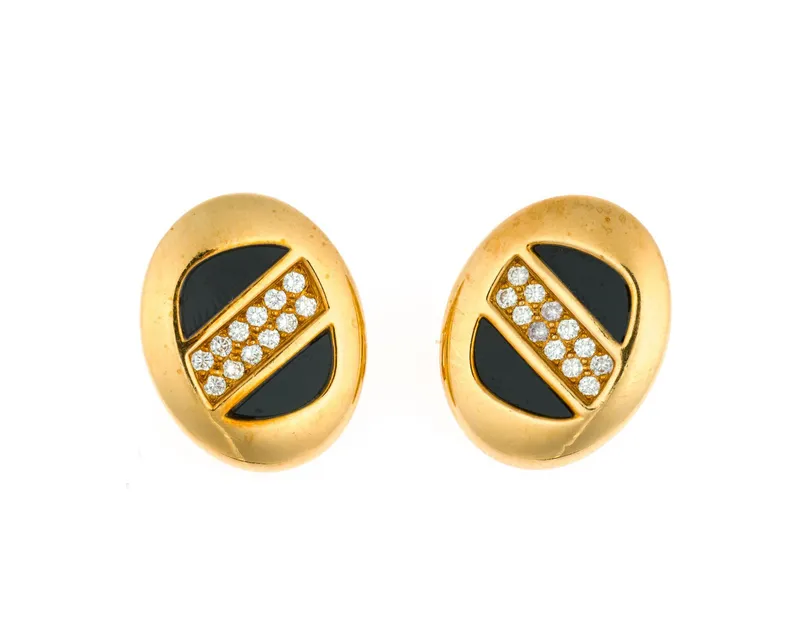 Vintage 18K Gold, Onyx, and Diamond Earrings from auction in Harrisburg, Pennsylvania
