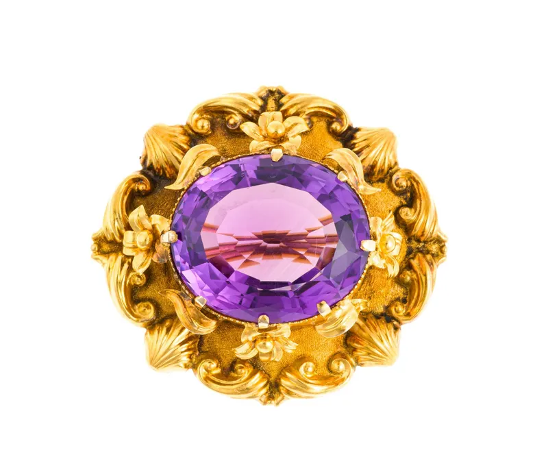 Victorian 20K Gold and Amethyst Brooch from auction in Harrisburg, Pennsylvania