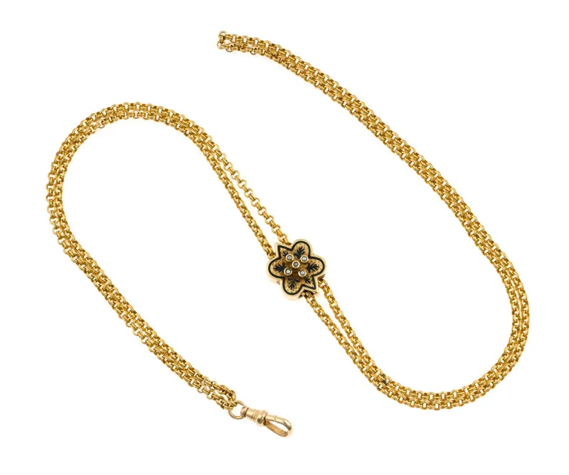 Victorian 14K and 15K Gold Watch Slide Chain from auction in Harrisburg, Pennsylvania