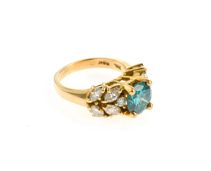 18K Gold and 1.6 Ct Blue Diamond Ring from auction in Harrisburg, Pennsylvania