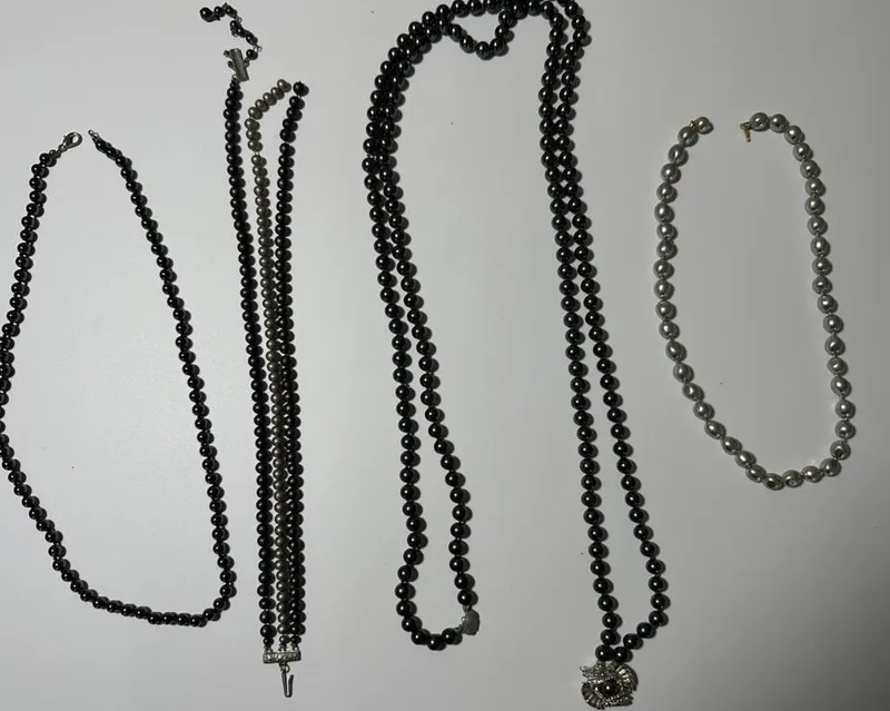 Vintage Black & Grey Pearl Strand Necklaces Lot from auction in Clifford , Pennsylvania