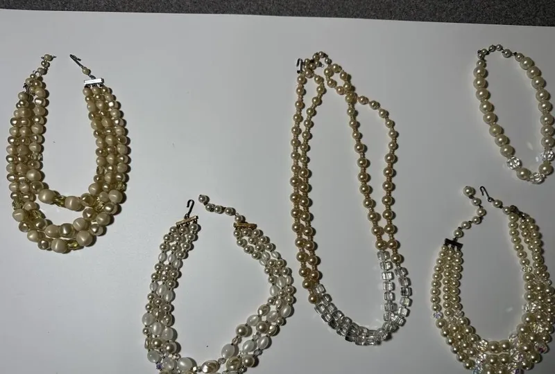 Vintage Faux Pearl & Crystal Necklaces from auction in Clifford , Pennsylvania