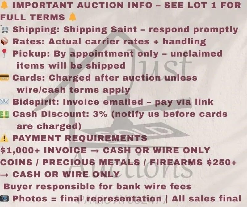 PLEASE READ-Important Auction Policies from auction in Clifford , Pennsylvania