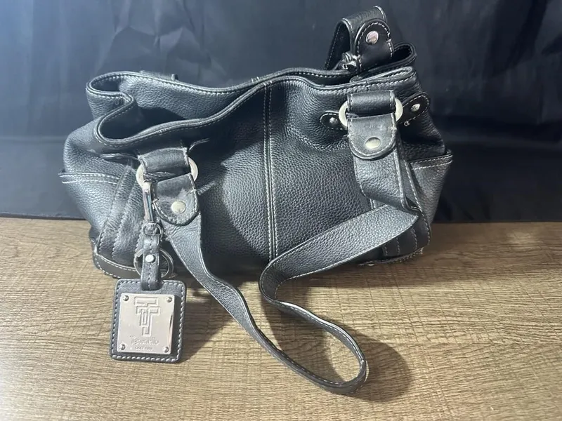 Black Pebbled Leather Tignanello Shoulder Bag from auction in Clifford , Pennsylvania