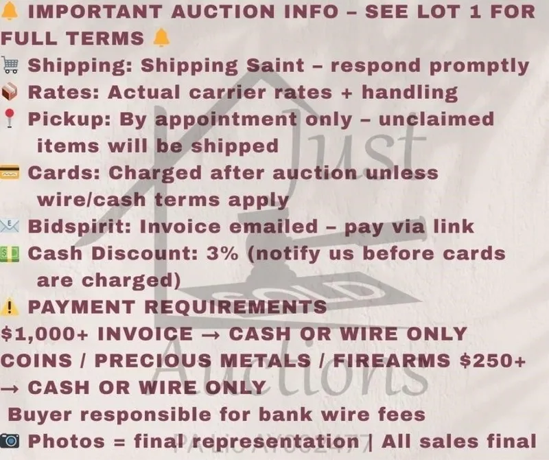 PLEASE READ-Important Auction Policies from auction in Clifford , Pennsylvania
