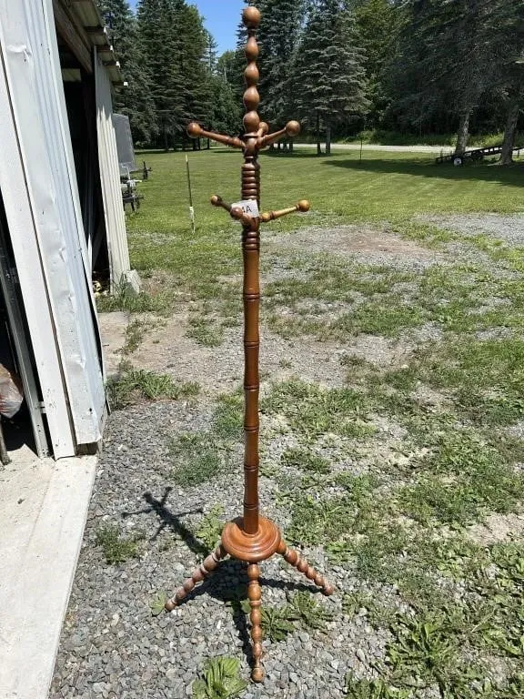 Vintage Turned Wood Hall Tree from auction in Clifford , Pennsylvania