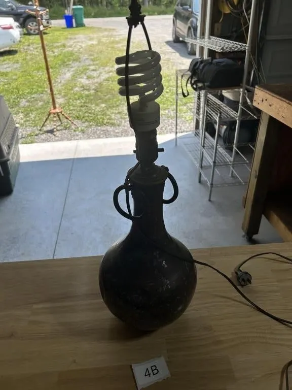 Vintage Hammered Metal Jug Table Lamp from auction in Clifford , Pennsylvania
