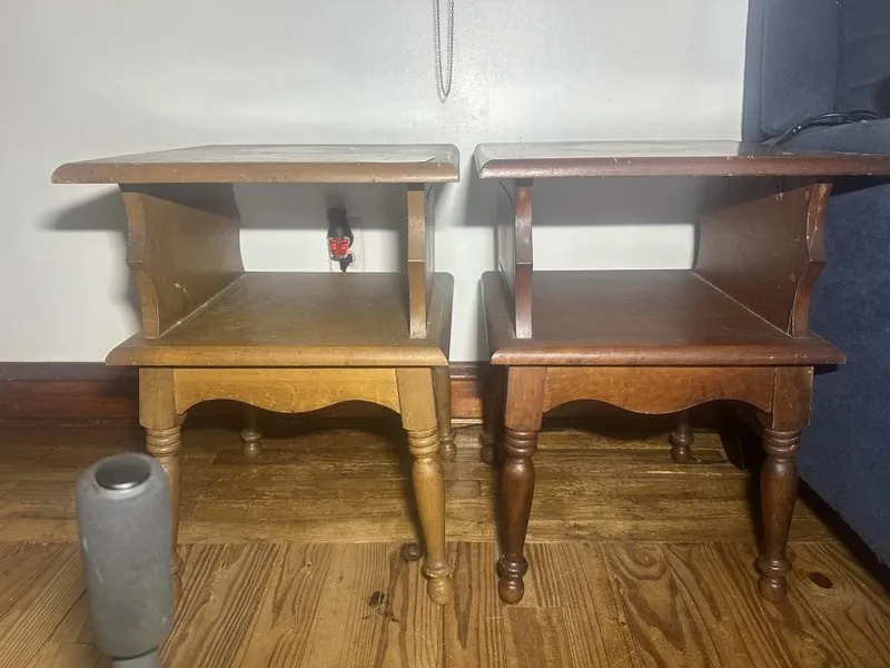 Pair Step Down End Tables from auction in Clifford , Pennsylvania