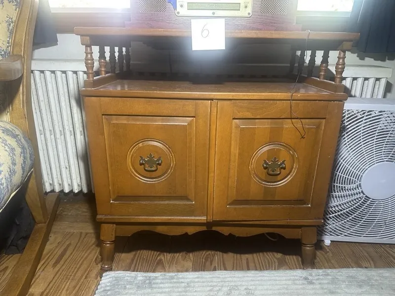 Colonial Revival Wood Record Cabinet from auction in Clifford , Pennsylvania