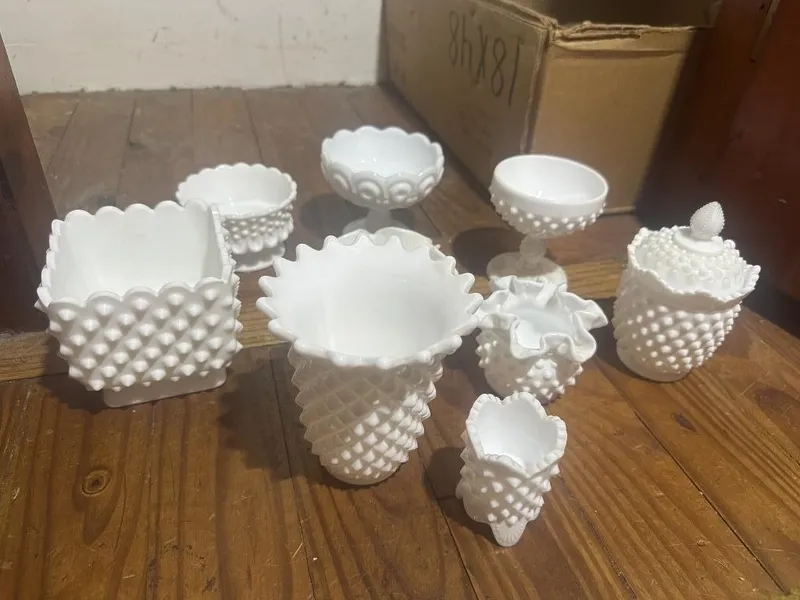 Fenton Style Hobnail Milk Glass Collection from auction in Clifford , Pennsylvania