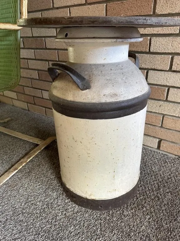 Repurposed Milk Can from auction in Clifford , Pennsylvania