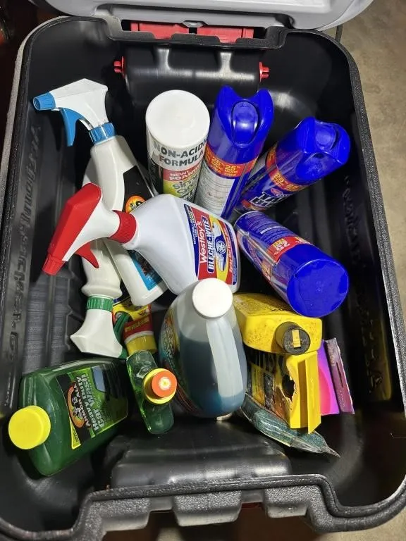 Craftsman Storage Tote with Car Care Lot from auction in Clifford , Pennsylvania