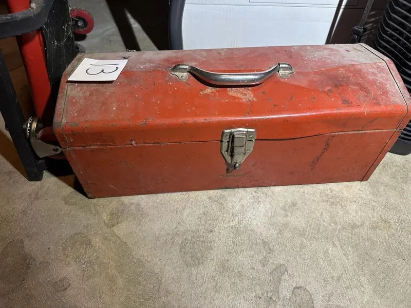 Metal Toolbox w Contents from auction in Clifford , Pennsylvania