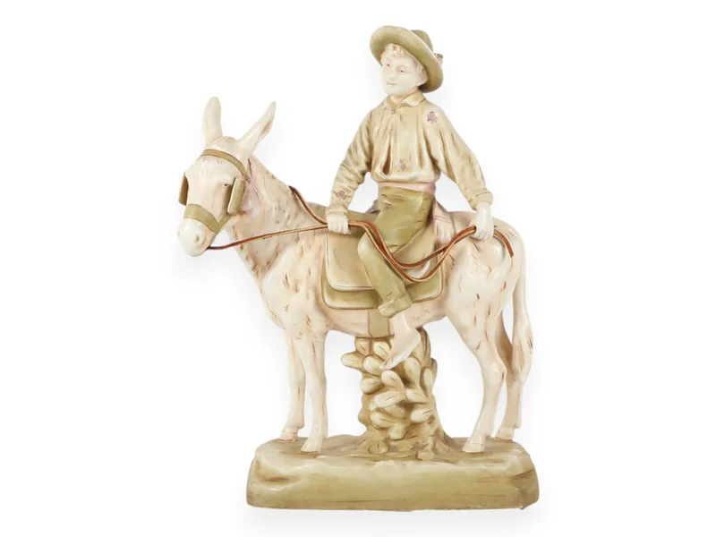 Large Austrian Bisque Porcelain Figurine of a Boy Riding a Donkey from auction in Atlanta, Georgia