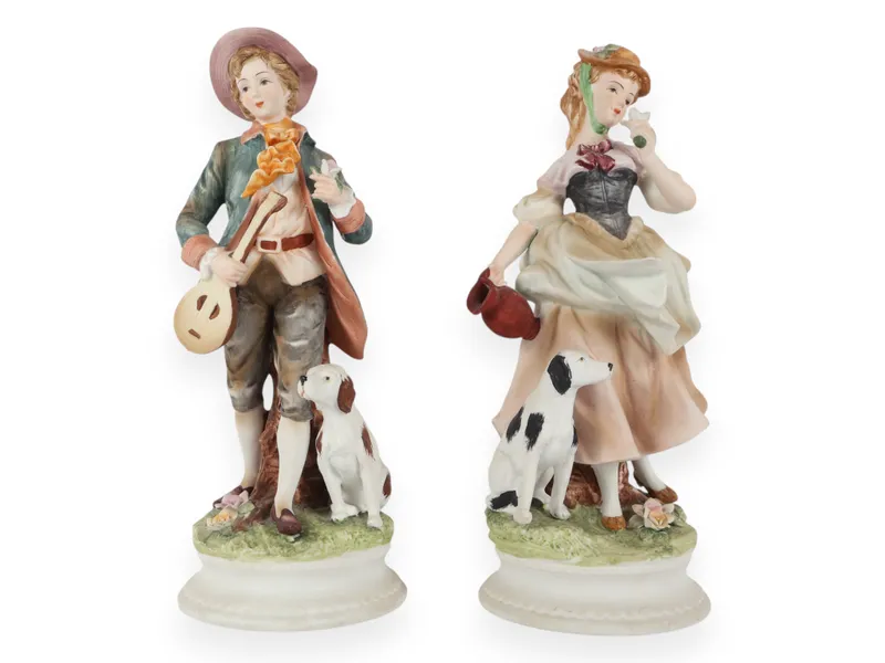 A Pair of Lefton China Hand-Painted Bisque Porcelain Pastoral Figurines KW5155 from auction in Atlanta, Georgia