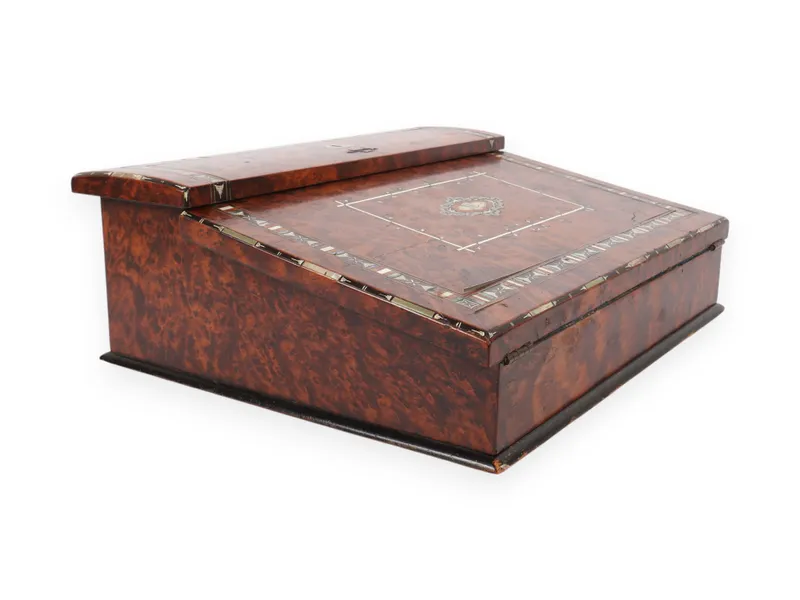 Victorian Inlaid Burl Wood Portable Writing Slope from auction in Atlanta, Georgia