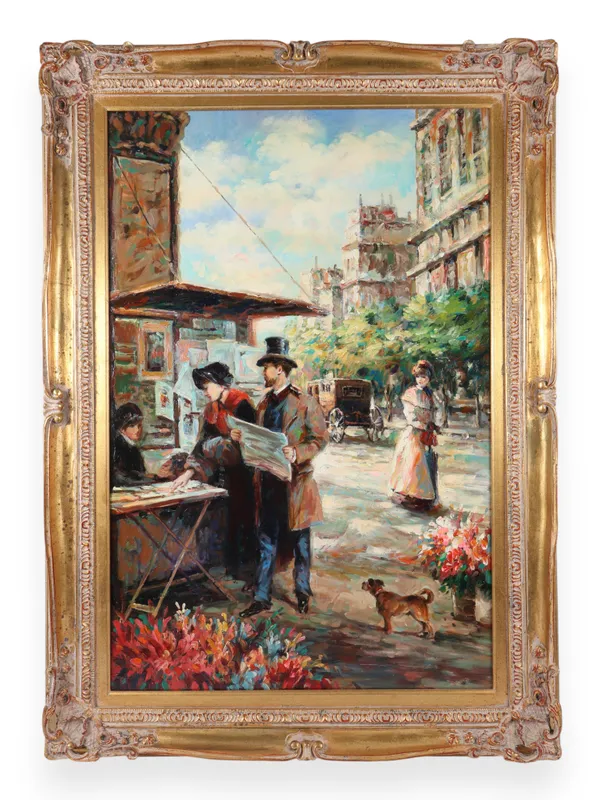 Attributed to Fischer, Impressionist School Street Scene, Oil on Canvas from auction in Atlanta, Georgia