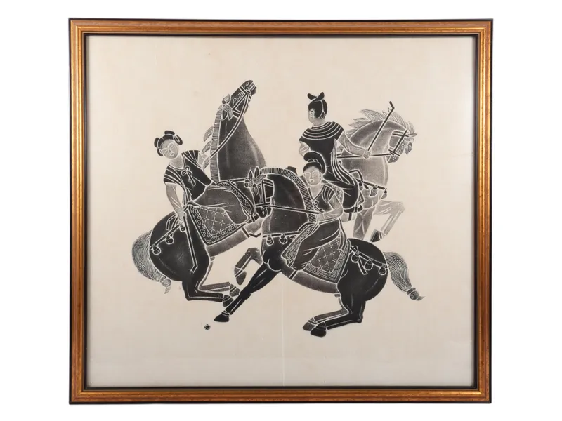 20th Century Chinese Stone Rubbing of Polo Players from auction in Atlanta, Georgia