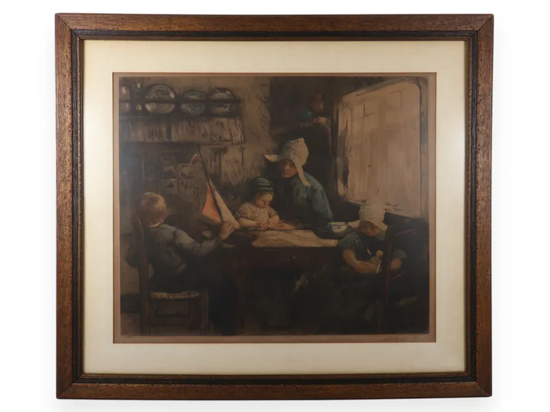 Frantz Charlet, The Toy Boat, Color Etching and Aquatint from auction in Atlanta, Georgia