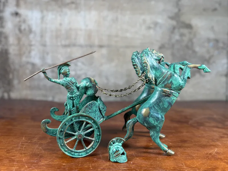 ACHILLES ON A CHARIOT, BRONZE SCULPTURE from auction in Salem, Oregon