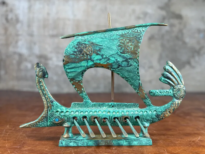 ANCIENT TRIREME BRONZE SCULPTURE from auction in Salem, Oregon