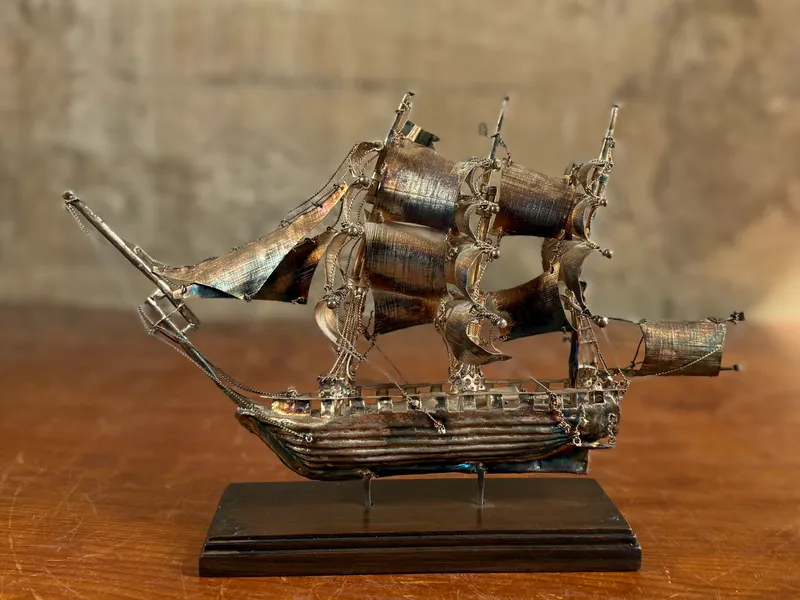 STERLING SILVER SHIP SCULPTURE from auction in Salem, Oregon