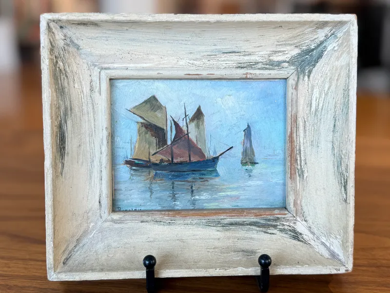 NAUTICAL OIL ON BOARD PAINTING from auction in Salem, Oregon