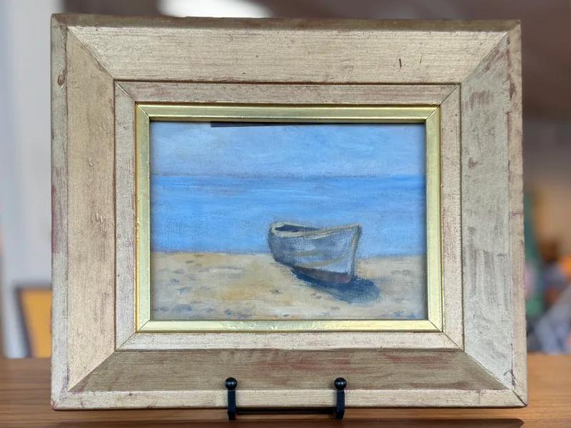 BERNARD M. KREMITSKE, "SAILBOAT ON COAST" from auction in Salem, Oregon