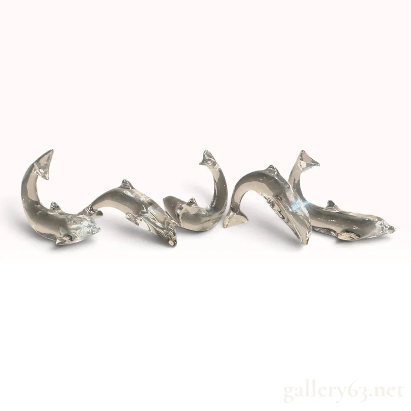 BACCARAT (French) -- Group of Five Clear Crystal Dolphin Sculptures, Signed from auction in Atlanta, Georgia