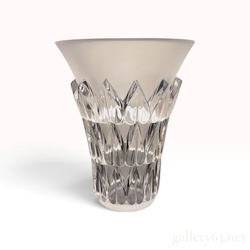 Lalique "Feuilles" Vase -- Clear and Frosted Crystal, Signed Lalique France from auction in Atlanta, Georgia