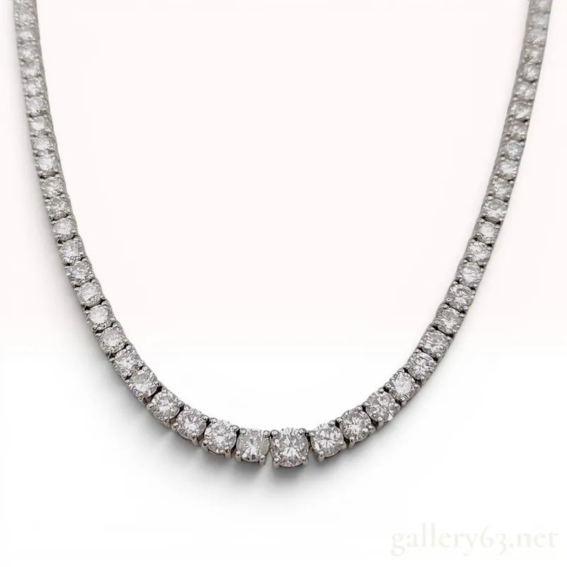 18K White Gold and 12.80 Carat Graduated Natural Diamond Riviera Necklace from auction in Atlanta, Georgia