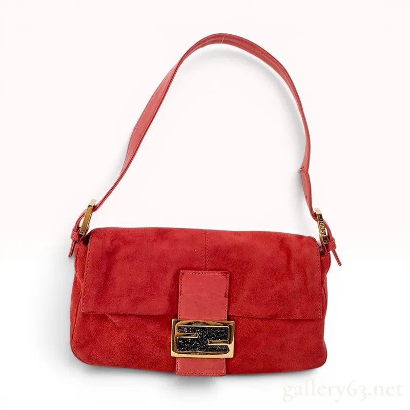 Fendi Red Suede Mama Baguette Shoulder Bag from auction in Atlanta, Georgia