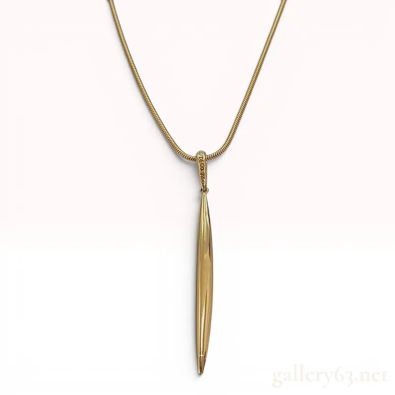 Tiffany & Co. 18K Yellow Gold Feather Pendant Snake Chain Necklace from auction in Atlanta, Georgia