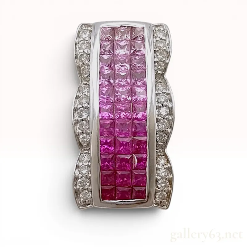 18K White Gold Ruby, Pink Sapphire, and Diamond Pendant from auction in Atlanta, Georgia