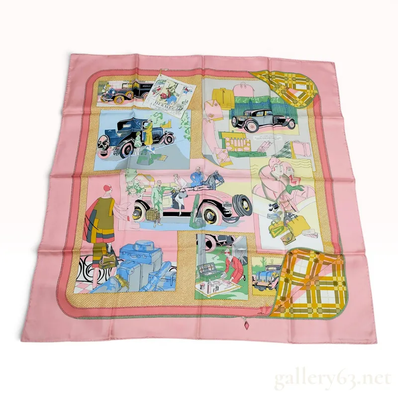 Hermes Silk Carre Scarf L'Elegance et le Confort en Automobile by Caty Latham from auction in Atlanta, Georgia