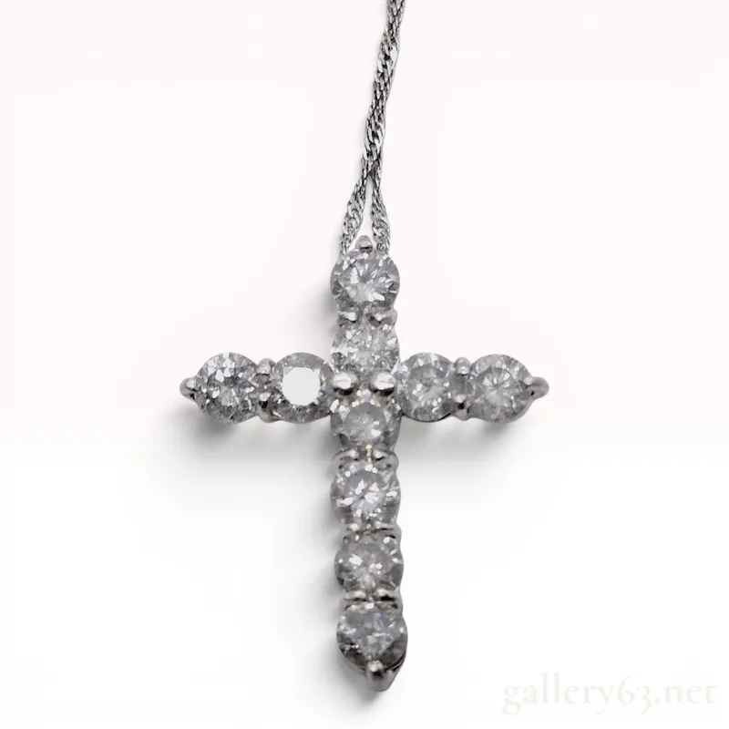 Diamond Cross Pendant and Singapore Chain in Pt1000 Platinum from auction in Atlanta, Georgia