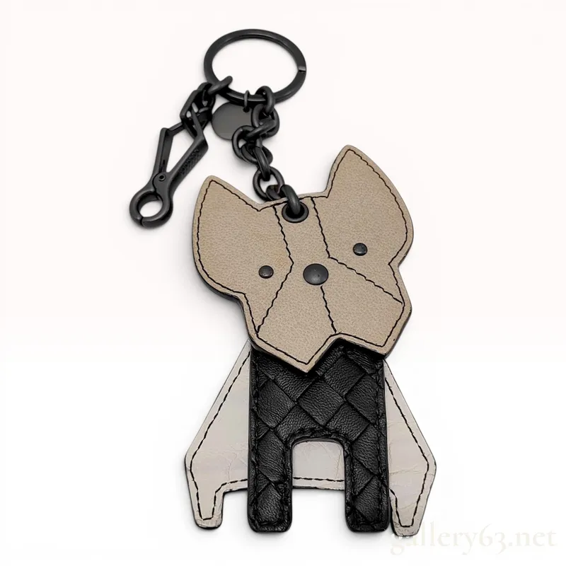 Bottega Veneta Multi-Leather French Bulldog Bag Charm and Keychain from auction in Atlanta, Georgia