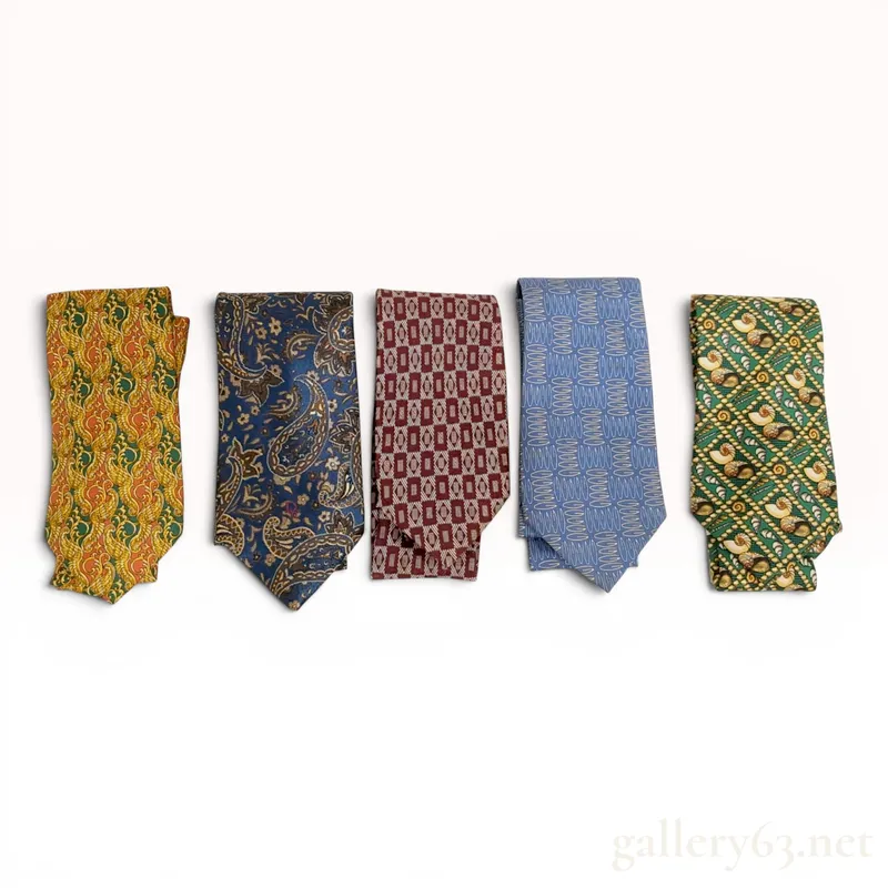 Lot of Five Designer Silk Neckties Including Christian Dior, Gucci, and Burberrys from auction in Atlanta, Georgia