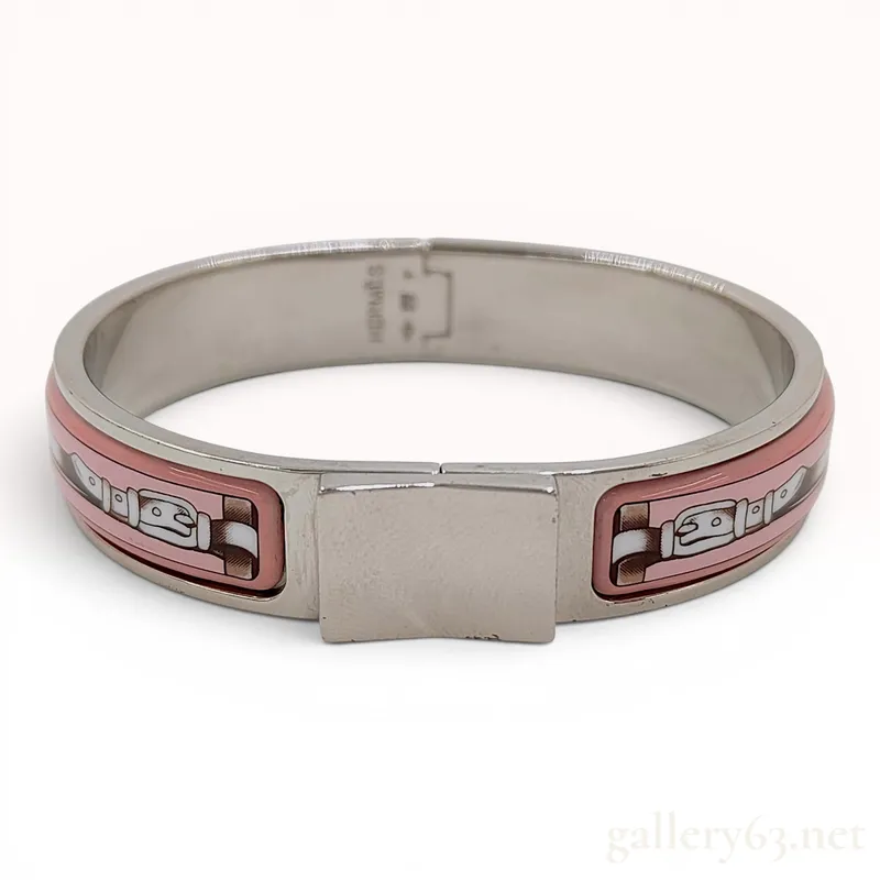 Hermes Loquet Enamel Hinge Bracelet with Pink Belt Motif from auction in Atlanta, Georgia