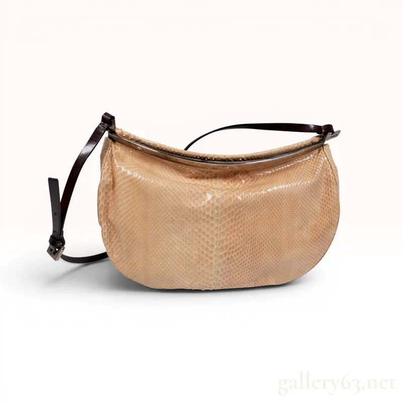 An Exotic Fendi Peach Snakeskin Crescent Shoulder Bag from auction in Atlanta, Georgia