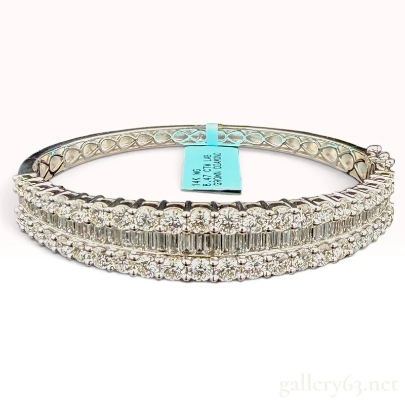 8.47ctw E/VS Lab Grown Diamond 14KWG Hinged Bangle Bracelet with Tag from auction in Atlanta, Georgia