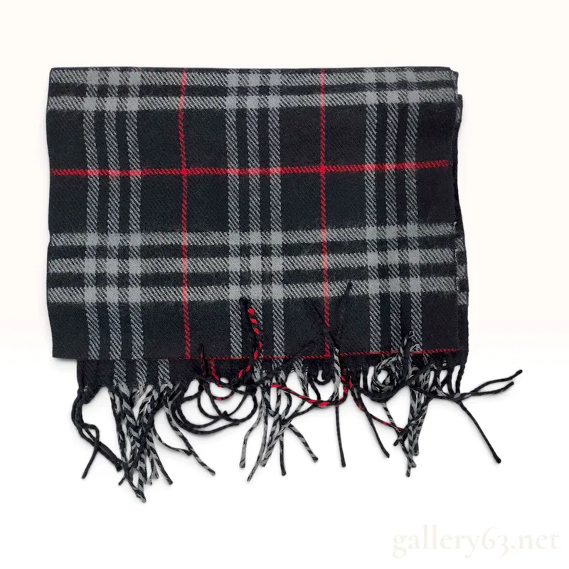 Vintage Burberrys Nova Check Black 100% Lambswool Scarf from auction in Atlanta, Georgia