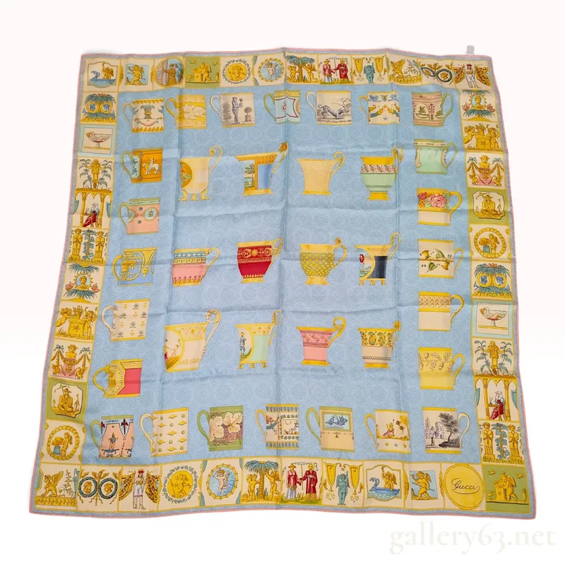 Vintage Gucci Porcelain Cups Silk Scarf from auction in Atlanta, Georgia