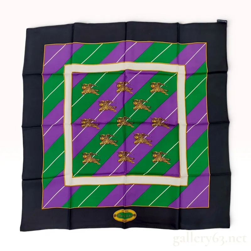 Vintage Burberrys Prorsum Knight Striped Silk Scarf from auction in Atlanta, Georgia
