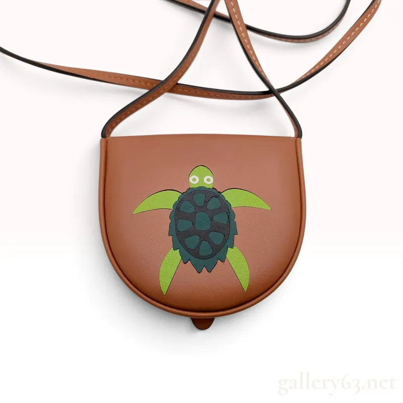 LOEWE Tan Calfskin Leather Sea Turtle Marquetry Shoulder Bag from auction in Atlanta, Georgia